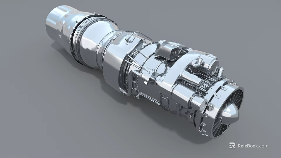 Aviation Engine 3D Model Featuring Metallic Structure Turbine Blades And Detailed Mechanical Components 3d model 