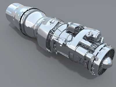 Aviation Engine 3D Model Featuring Metallic Structure Turbine Blades And Detailed Mechanical Components 3d model