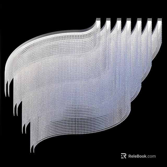 Elegant Modern Chandelier Featuring Transparent Crystal Beads Layered Curved Design For Contemporary Interior 3d model 