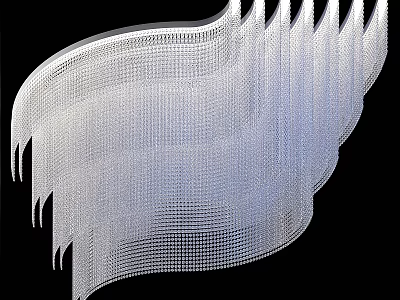 Elegant Modern Chandelier Featuring Transparent Crystal Beads Layered Curved Design For Contemporary Interior 3d model