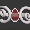 Silver Ring With Curved Swirl Design And Red Gemstone Decoration 3d model