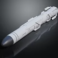 Tactical Military Missile With White Body Black Warhead And Stabilizer Fins
