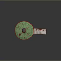 Green Round Play Structure With Red Trim White Top Sphere Circular Holes And Silver Slide