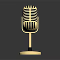 Vintage Golden Microphone Design With Classic Stand And Reflective Base