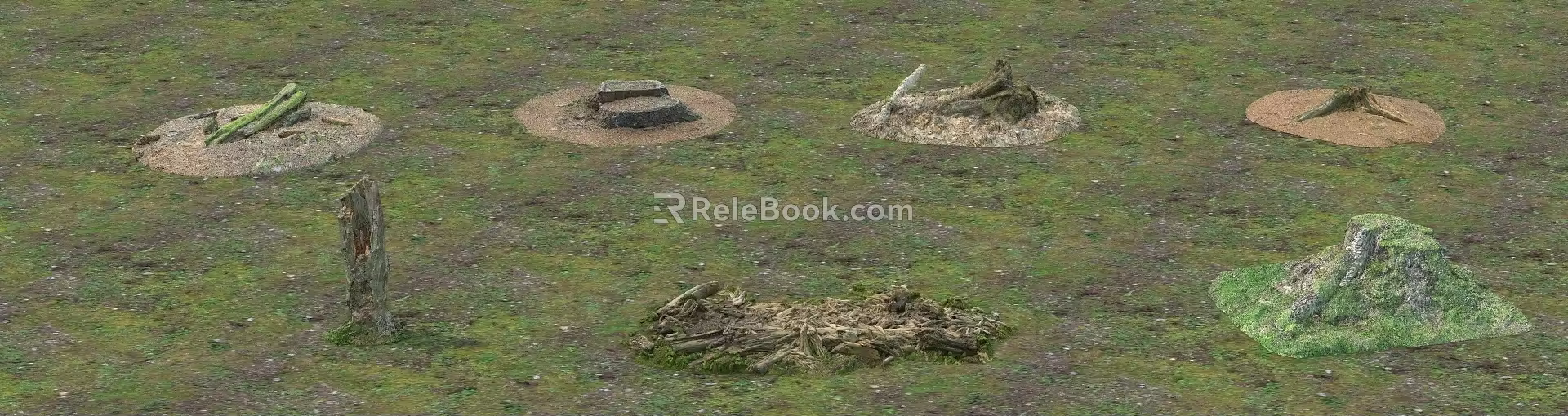 Modern Stump Dead Tree Base 3d model