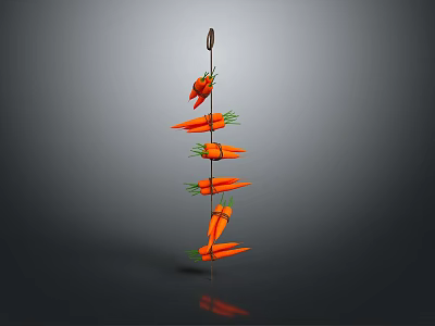 Fresh Carrots with Green Tops Vertically Strung on a Metal Rod for Vibrant Food 3d model