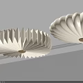 Modern White Ceiling Light With Pleated Design And Gold Base Detail 3d model