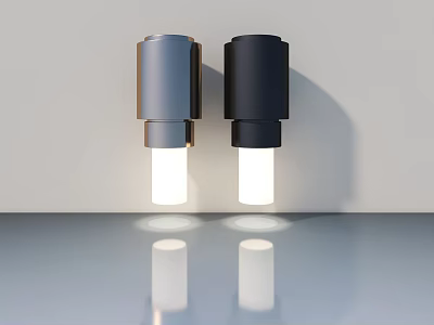 Hinged Door With Silver Black Cylindrical Fixtures On Light Colored Wall And Smooth Countertop 3d model