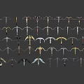 Various Types of Weapons Including Swords Axes and Daggers in Display Collection