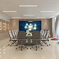 Modern Conference Room Interior Design With Large Table Comfortable Chairs Large Windows And City View