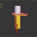 Modern Yellow Architectural Design With White Cylindrical Top Metal Frame Platform And Ladder