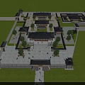 Traditional Chinese Ancient Architecture Complex With Courtyards Plaza Trees And Traditional Roofs