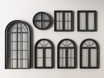 Jane European windows retro casement window casement window arched window French window 3d model