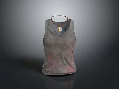 Gray Tank Top With Red And Pink Stains Hanging On Hanger 3d model