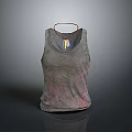 Gray Tank Top With Red And Pink Stains Hanging On Hanger