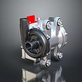 Industrial Mechanical Pump With Silver Metal Body Black Components And Red Switch 3d model