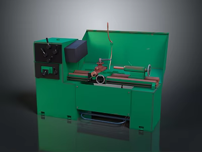 Green Industrial Machine Tool With Control Panel Rotating Parts And Steel Structure 3d model