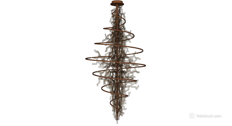 Elegant Spiral Design Crystal Chandelier With Metal Frame And Hanging Crystals 3d model 