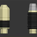 Gold And Black Mechanical Components With Hexagonal Structure And Threaded Design