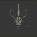 Artist Created Shiny Metallic Mechanical Mosquito 3D Model With Transparent Wings And Thin Legs