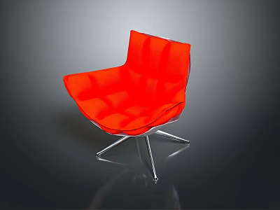 Modern Stylish Red Chair With Unique Design And Silver Metal Legs 3d model