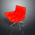 Modern Stylish Red Chair With Unique Design And Silver Metal Legs