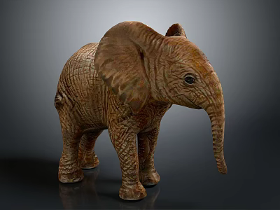 Detailed Brown Elephant Sculpture With Textured Skin And Realistic Features 3d model