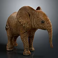 Detailed Brown Elephant Sculpture With Textured Skin And Realistic Features