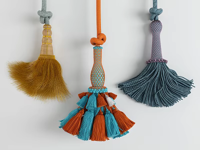 Colorful Curtain Accessories With Tassels Knotted Design Beaded Accents For Elegant Home Decor 3d model