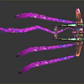 Colorful Airplane Model With Pink Glowing Tentacles On Dark Background