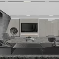 Modern Minimalist Open Living And Dining Interior With Sleek Custom Storage Cabinets And Comfortable Sofa