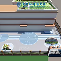 School Building Rooftop Featuring Football Fields Basketball Courts And Green Spaces