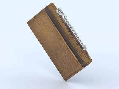 Brown Leather Wallet With Sleek Zipper Closure And Practical Compact Design 3d model
