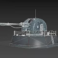 Naval Gun Turret Military Weapon System With Rotating Base And Metallic Structure