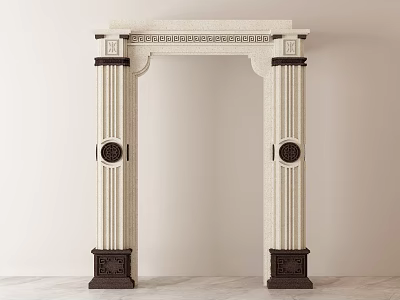 Ornate Roman Columns Archway With Dark Base And Cream Textured Surface 3d model