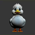 Cute White Duckling Toy With Yellow Beak Green Eyes And Orange Feet