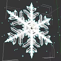 White Snowflake 3D Model With Detailed Design On Dark Background And Small Dots 3d model