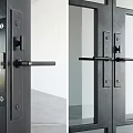 Modern Glass Doors With Black Frame And Transparent Panels For Interior Design