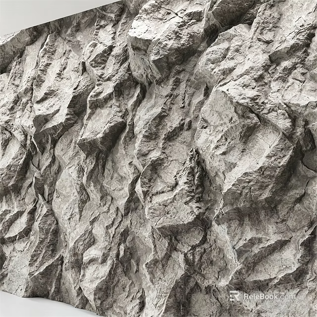 Gray Natural Rock Texture Background Wall With Rough Surface For Interior Design 3d model 