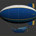 Modern Blue White Yellow Striped Airship Design With Gondola And Solar Panels