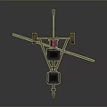 Lightweight Metal Frame Aircraft With Horizontal Wing Three Red Wheels And Seat