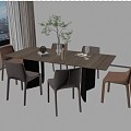 Modern Simple Dining Table and Chair Combination Jewelry Ornaments 3d model