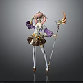 Anime Character Collectible Figure With Pink Hair Purple Outfit And Decorative Staff