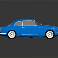 Shiny Blue Vintage Classic Car With Smooth Body And Reflection On Dark Surface