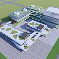 Modern Office Building Complex With Connected Structures Green Roofs And Geometric Design 3d model