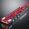 Red Metal Trailer Frame With Multi Wheel Design For Heavy Duty Transport