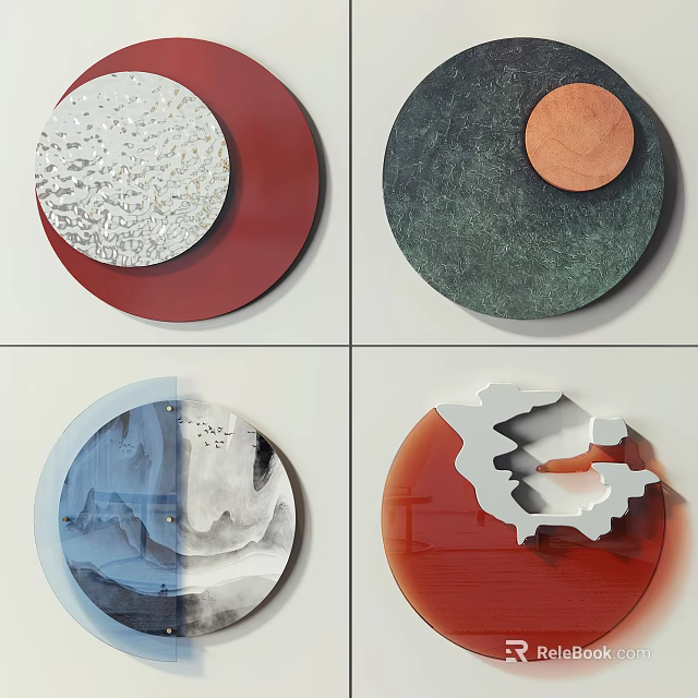 Modern Artistic Circular Wall Decor With Colorful Patterns And Geometric Shapes 3d model