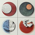Modern Artistic Circular Wall Decor With Colorful Patterns And Geometric Shapes 3d model