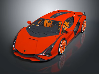 Red Sports Car With Sleek Aerodynamic Design And Orange Alloy Wheels 3d model