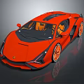 Red Sports Car With Sleek Aerodynamic Design And Orange Alloy Wheels